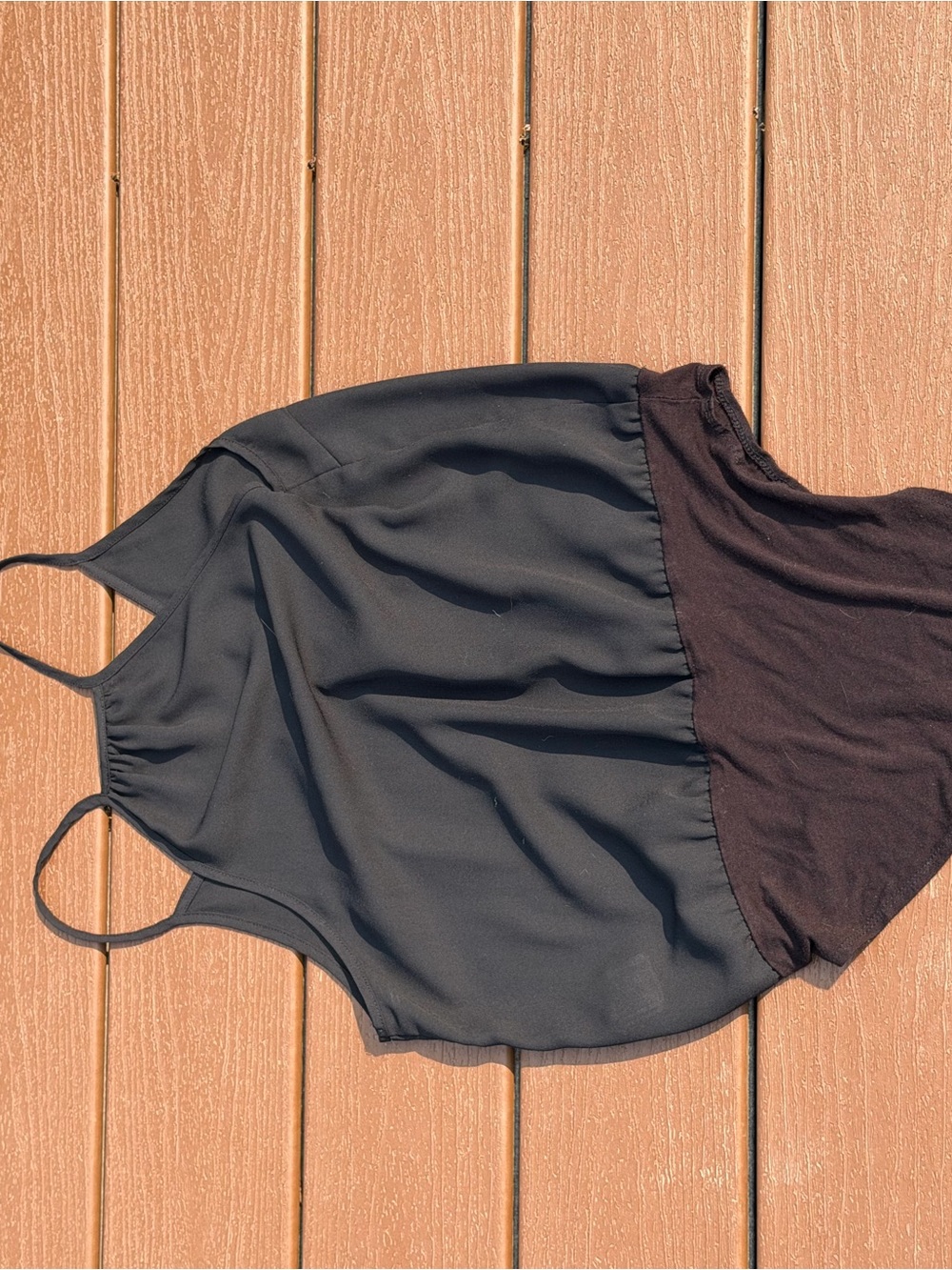 Forever 21 Black Chiffon Mixed Media Halter Racerback Bodysuit M